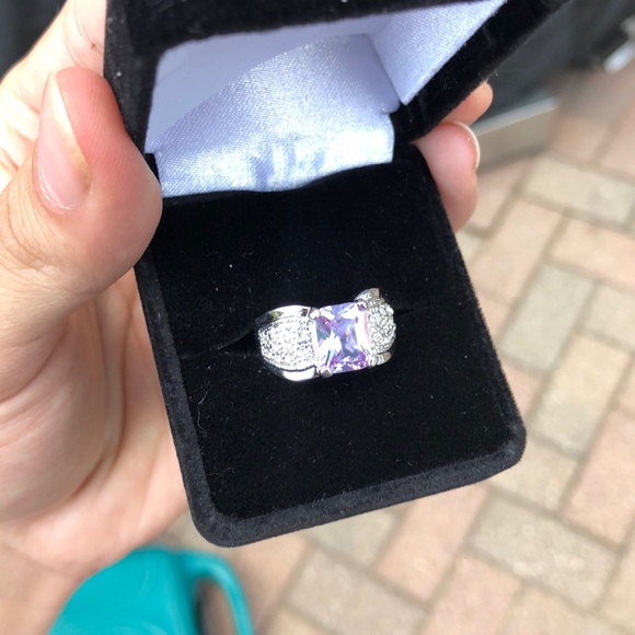 2-3 CARAT SQUARE PURPLE CZ RING SIZE 6 - Picture 3 of 4